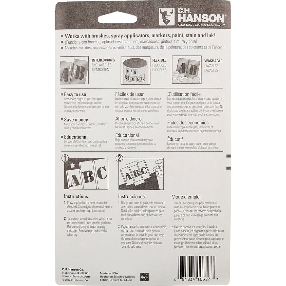 C.H. Hanson 3 In. Letter Stencil Set (32 Piece) 10327