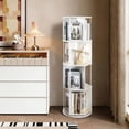 thumbnail image 3 of Bloddream 4 Tier Rotating Bookshelf,360° Display Wood Spinning Bookshelf, Vertical Bookcase Storage Round Carousel for Space-Saving,Corner Book Shelf for Home,Office, Bedroom, White, 3 of 9