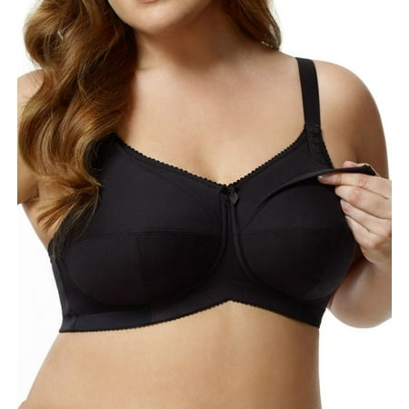 Women s Elila 1613 Cotton Cup Wireless Soft Cup Nursing Bra (Black 40H)