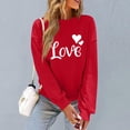 thumbnail image 5 of NexTorq Love Sweatshirt - Valentines Sweatshirt for Women Funny Love Heart Printed Shirts Casual Valentine Long Sleeve Crew Neck Pullover Tops J6-Red S, 5 of 7