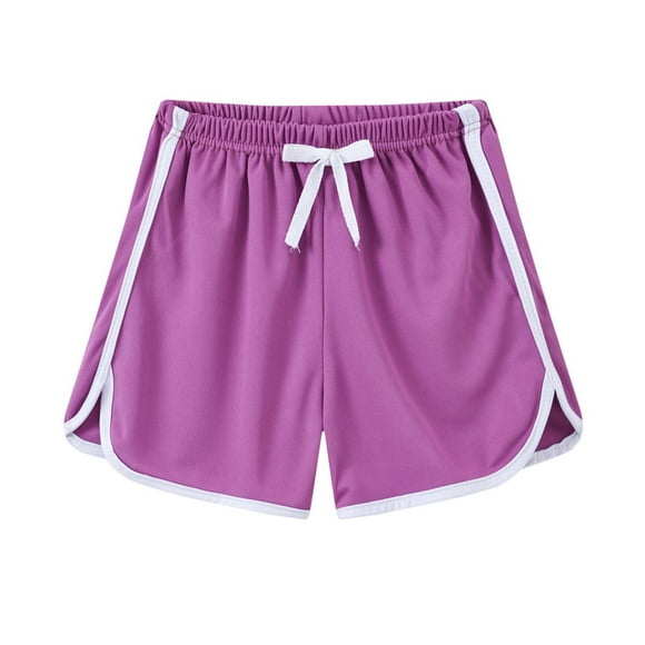DPTALR Summer Children's Casual Sports Shorts Solid Color Pants Big Children's Rubber Waist Beach Pants