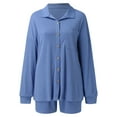 thumbnail image 6 of ZRBYWB Pajamas For Women Ladies Solid Color Strip Button Lapel Casual Fashion Homewear Shorts Set Women Pajama Set, 6 of 9