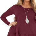 thumbnail image 4 of Women Casual Spring Ruffle Hem Long-Sleeved Casual One-Piece A Line Solid Swing Mini Dress, 4 of 6