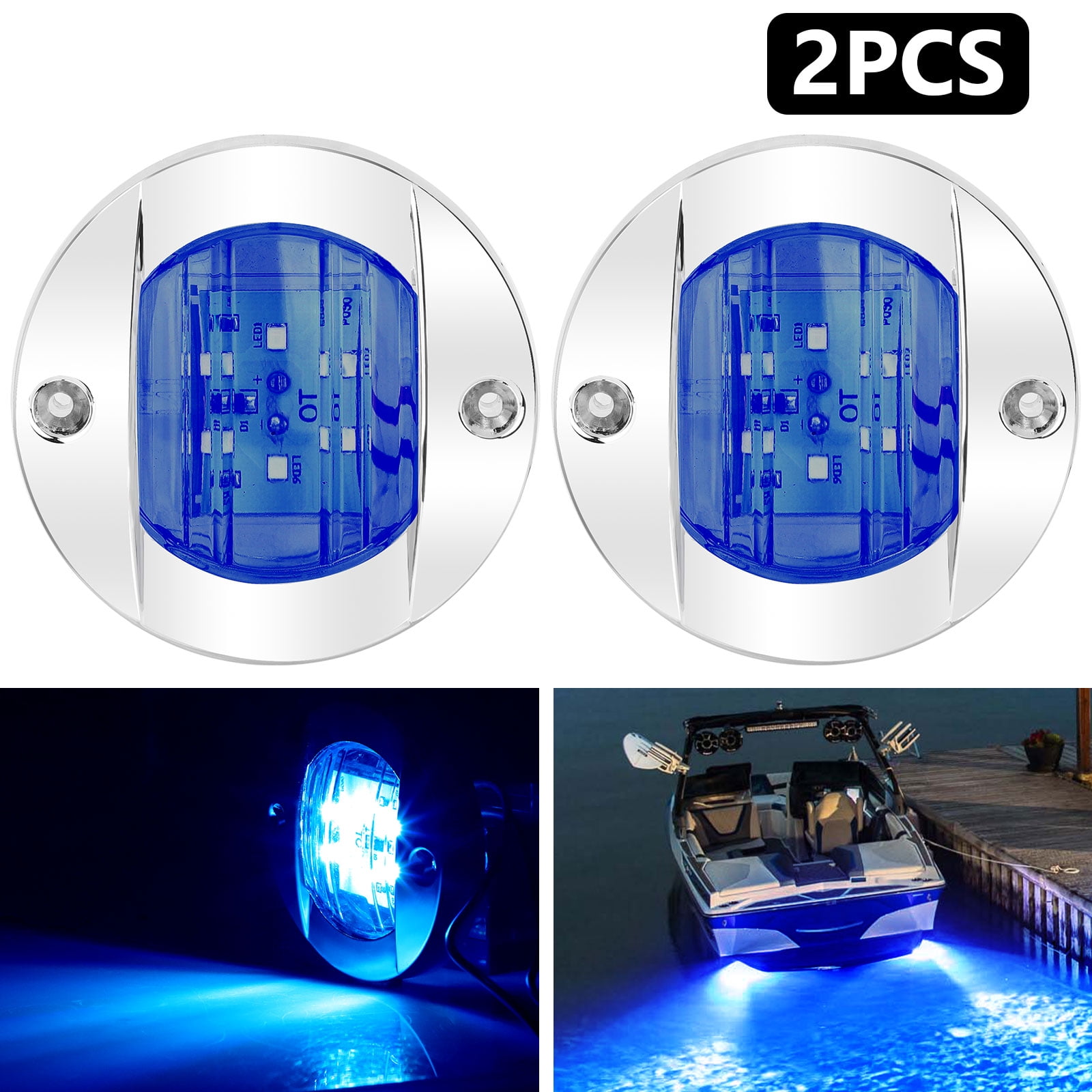 2PCS 12V DC BLUE LED STRIP LIGHT WITH ADHESIVE 3M BACKING FOR KAYAK CANOE BOATS 