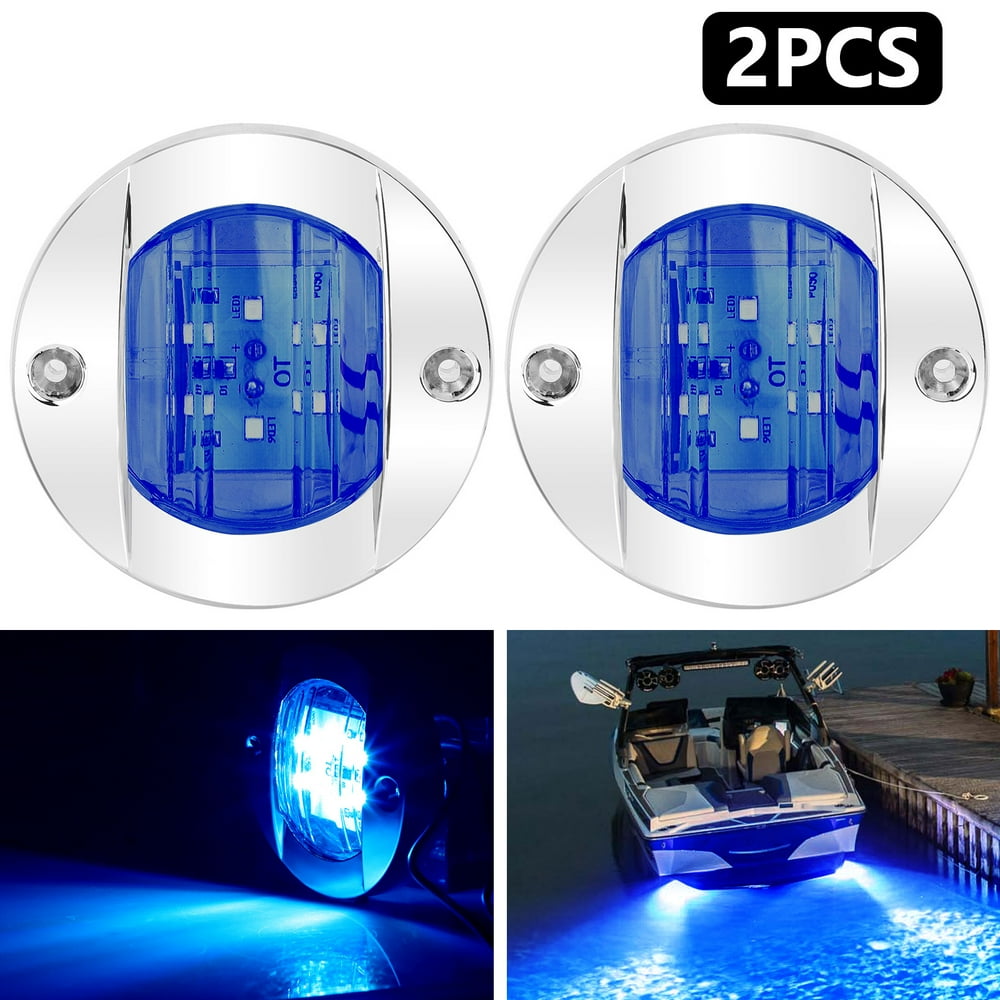 2Pcs 3" Boat Light LED, 12V 6 LED Round Boat Transom Mount Light