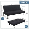 thumbnail image 3 of Aukfa Modern Futon Convertible Sofa Bed for Home Office, Tufted Back, Linen, Black Gray, 3 of 14