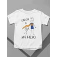thumbnail image 6 of Tstars Boys Unisex Gifts for Dad Father's Day Shirts Daddy is my Hero Drawing Super Dad for Father from Son Daughter Cool Best Gift for Dad Kids T Shirt 4T White, 6 of 8