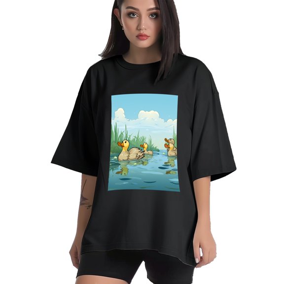 Plus Size Shirt for Women Black Tops for Women Short Sleeves Shirt for Women Duck T Shirt Crewneck Shirt for Women XS