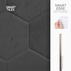Smart Tiles Peel and Stick Backsplash, 5 Adhesive Tiles, Hexa Black, 9.57"x10.62"