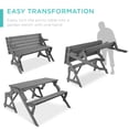 thumbnail image 2 of Best Choice Products 2-in-1 Outdoor Interchangeable Wooden Picnic Table/Garden Bench for w/ Umbrella Hole - Gray, 2 of 7