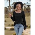 thumbnail image 6 of Long Sleeve Shirts for Women Trendy Casual Square Neck TopsSweaters Black XXL, 6 of 9