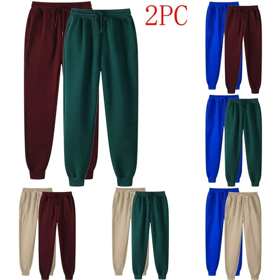 PXLKNZH 2 Pack Sweatpants for Women and Men Joggers Baggy Cinch Bottom High Waisted Drawstring Gym Workout Pants with Pockets 2024 Fall Outfits Red,S