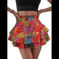 thumbnail image 1 of Mini Shorts de Cintura Alta con Volantes para Mujer Bonitos Shorts Cortos Escalonados con Shorts Debajo Rojo S, 1 of 9