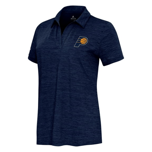 Women's Antigua Heather Navy Indiana Pacers Layout V-Neck Polo