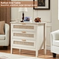 thumbnail image 3 of LEYAOYAO 3 Drawer Nightstand with Charging Station Set of 2, Modern Bedside Table with Rattan Drawers, Wood Side Table for Bedroom, Living Room,White, 3 of 8