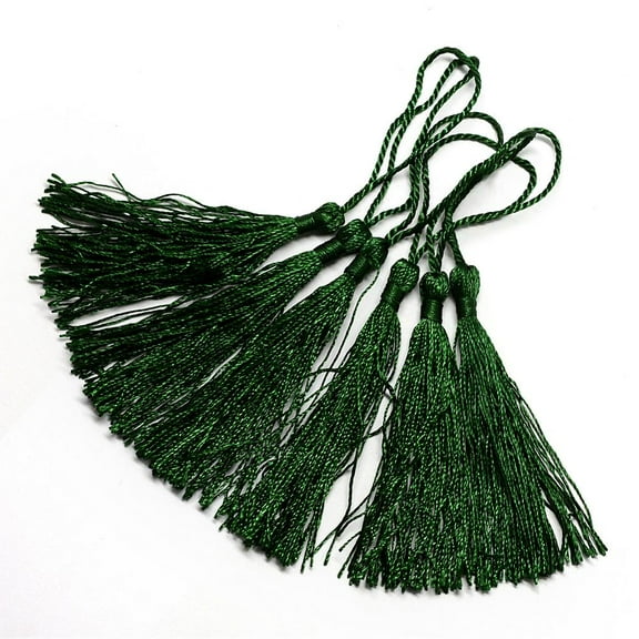 100 pc Polyester Tassel Decorations Pendant Decorations Dark Green 130x6mm Tassel: 70~90mm