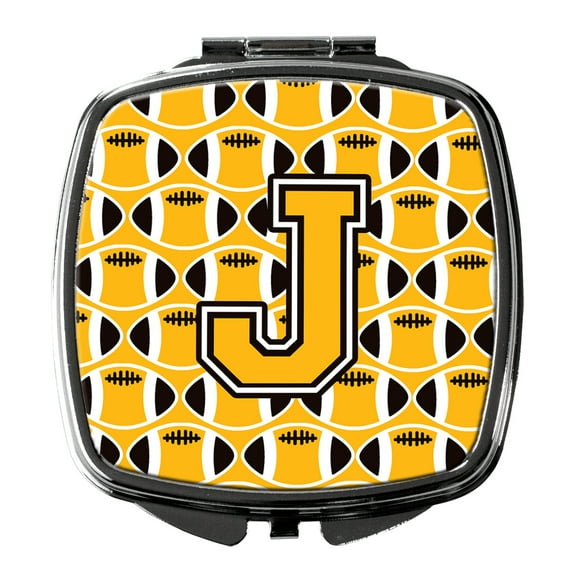 Letter J Football Black Old Gold and White Compact Mirror CJ1080-JSCM