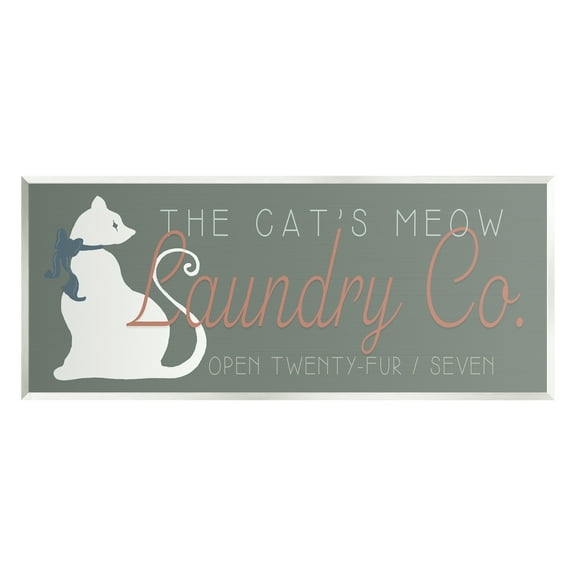 Stupell Industries Vintage Cat's Meow Laundry Novelty Painting Unframed Art Print Wall Art, 17 x 7