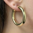 thumbnail image 4 of Italian 14k Yellow Gold Hollow High Polished Round Hoop Earrings 1.4" 5mm 5grams, 4 of 5