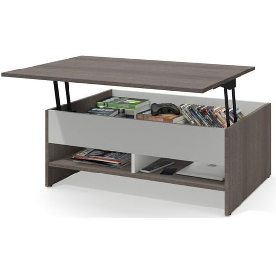 Pemberly Row Lift Top Coffee Table In Bark Gray And White Com