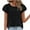 Black, variant on Dagegui Summer Tops for Women Eyelet Ruffle Sleeve Blouses Solid Color Babydoll Shirts Casual Loose Crewneck Tunic Tops Blue S-2XL