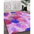 thumbnail image 3 of Ahgly Tapis Rond Lavable en Machine Intérieur Transitionnel Violet Violet, 5 Pieds Rond, 3 of 7