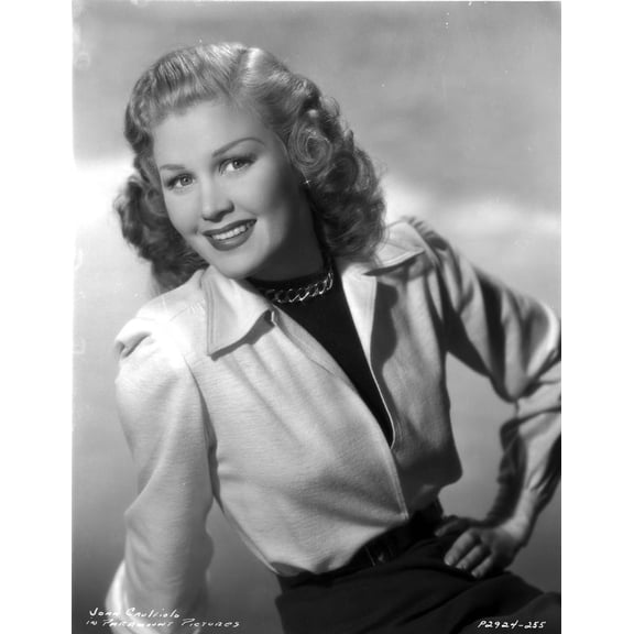 Joan Caulfield wearing a White Shirtdress in a Classic Portrait Photo Print (8 x 10)