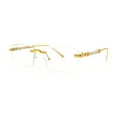 thumbnail image 4 of Rimless Hustler Retro Gangster Rapper Rectangle Luxury Fashion Eyeglasses Gold Beige, 4 of 8