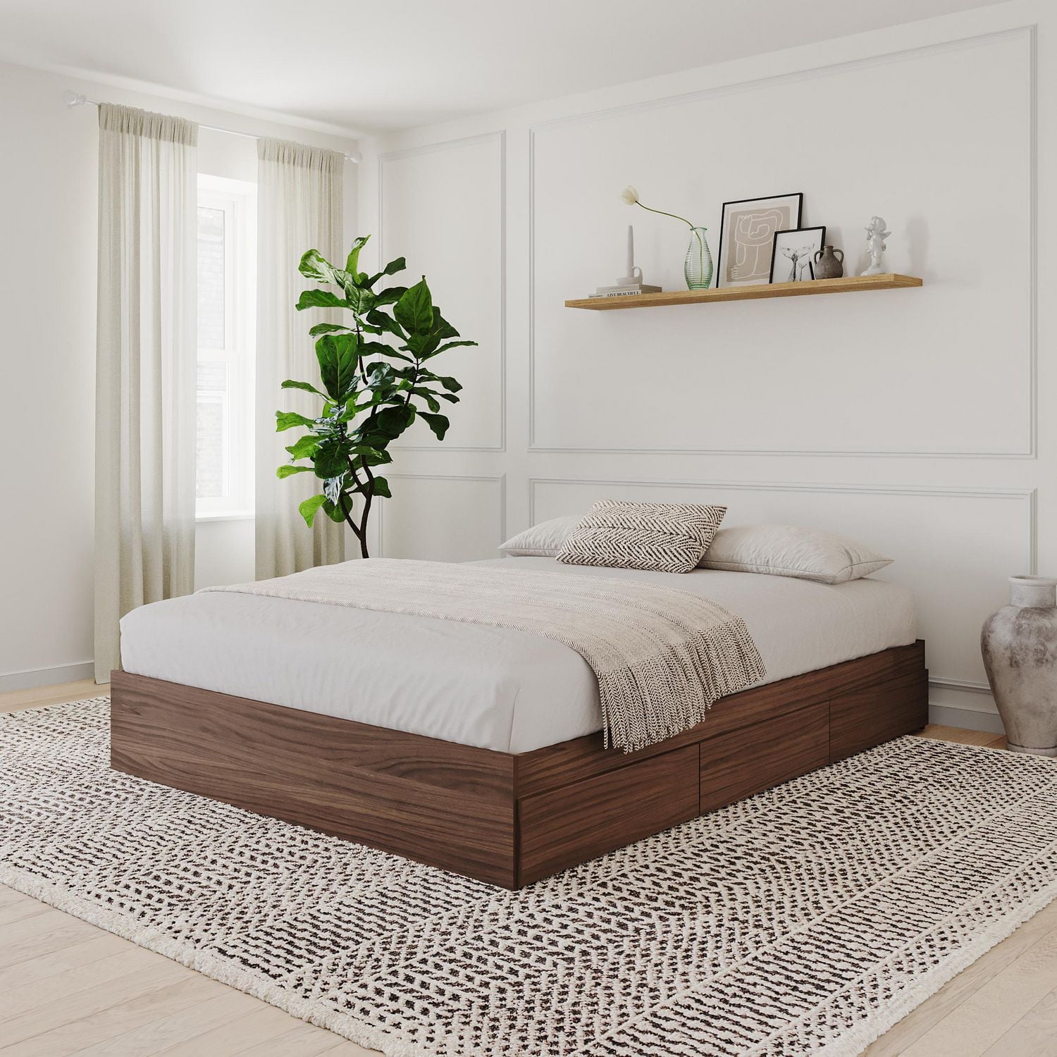 Nexera Alibi 3 Drawer Storage Bed, Walnut