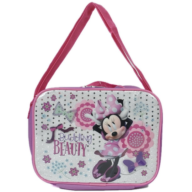 Disney Minnie Mouse Reusable Insulated Lunch Bag Pink Purple Floral