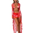 thumbnail image 2 of Coduop Women 3 Piece Swimsuits,Halter Triangle Bikini Set Bathing Suit with Cover Up Kimono, 2 of 8
