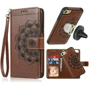 iPhone 8 Case,iPhone 7 Wallet Cases with Detachable Slim Case Fit Magnetic Car Mount, Card Solts Holder, CASEOWL