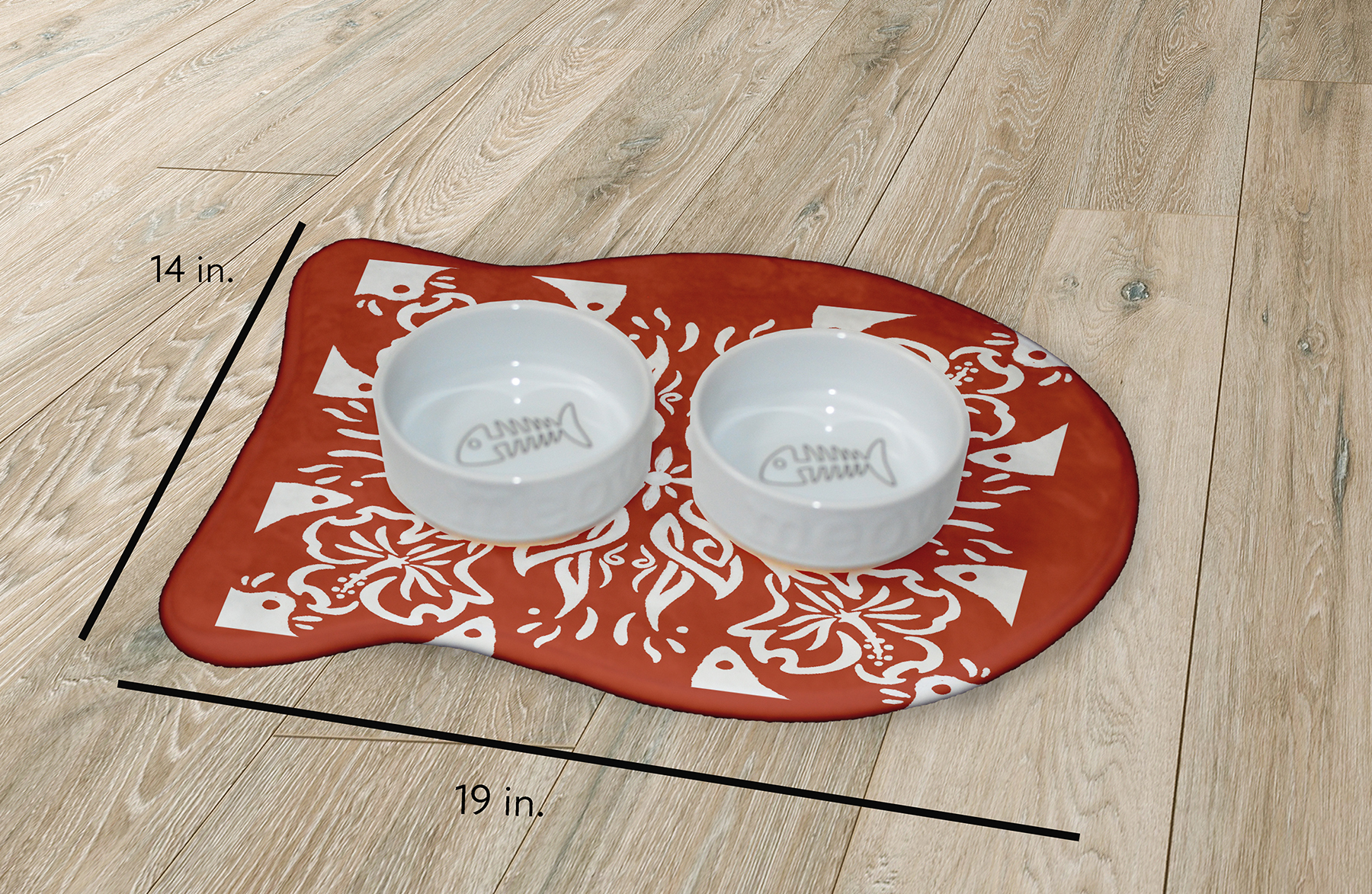 Simply Daisy Cuban Tile Fish Shape Pet Feeding Mat for Cats