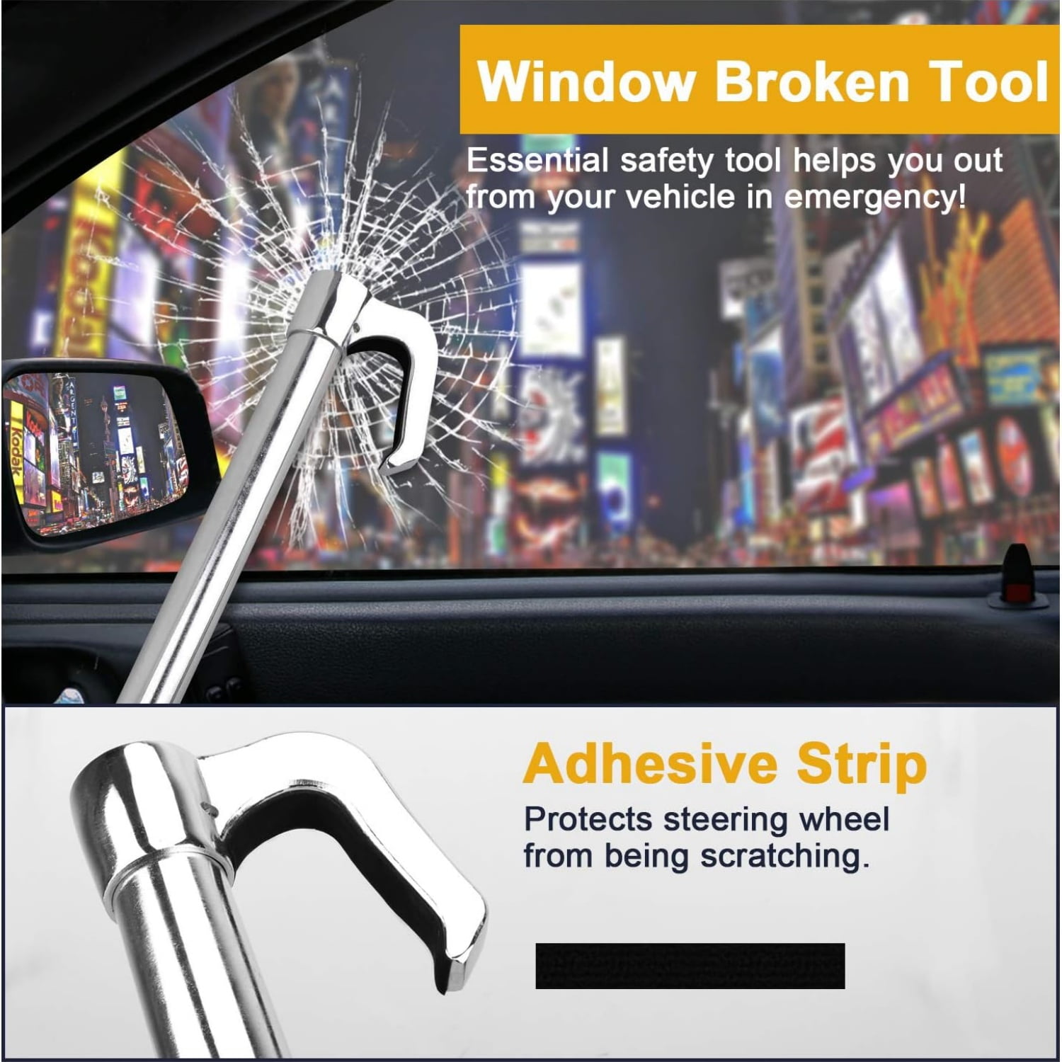 Universal Steering Wheel Brake Lock Anti-Theft Retractable Double Hook Car Clutch Pedal Lock for Car Truck SUV Van Security with 3 Keys