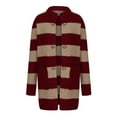 thumbnail image 4 of Lovskoo Cardigan Sweaters for Women Open Front Long Sleeve Loose Stripe Pocket Ethnic Knitted Button Oversized Winter Outerwear Tops Claret, 4 of 6
