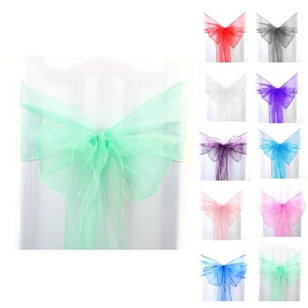 30% Linen - 1pcs Organza Sashes Chair Cover Bows Sash Fuller Bow for Wedding Party Birthday Banquet Event Decoration Red