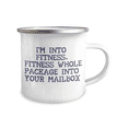 thumbnail image 2 of Fitness Coffee Mug, Fitness Freak, I'm Into Fitness. Fitness Whole Package Into Your Mailbox-12 Oz Stainless Steel Enamel Finish White Camper Coffee Mug, 2 of 2