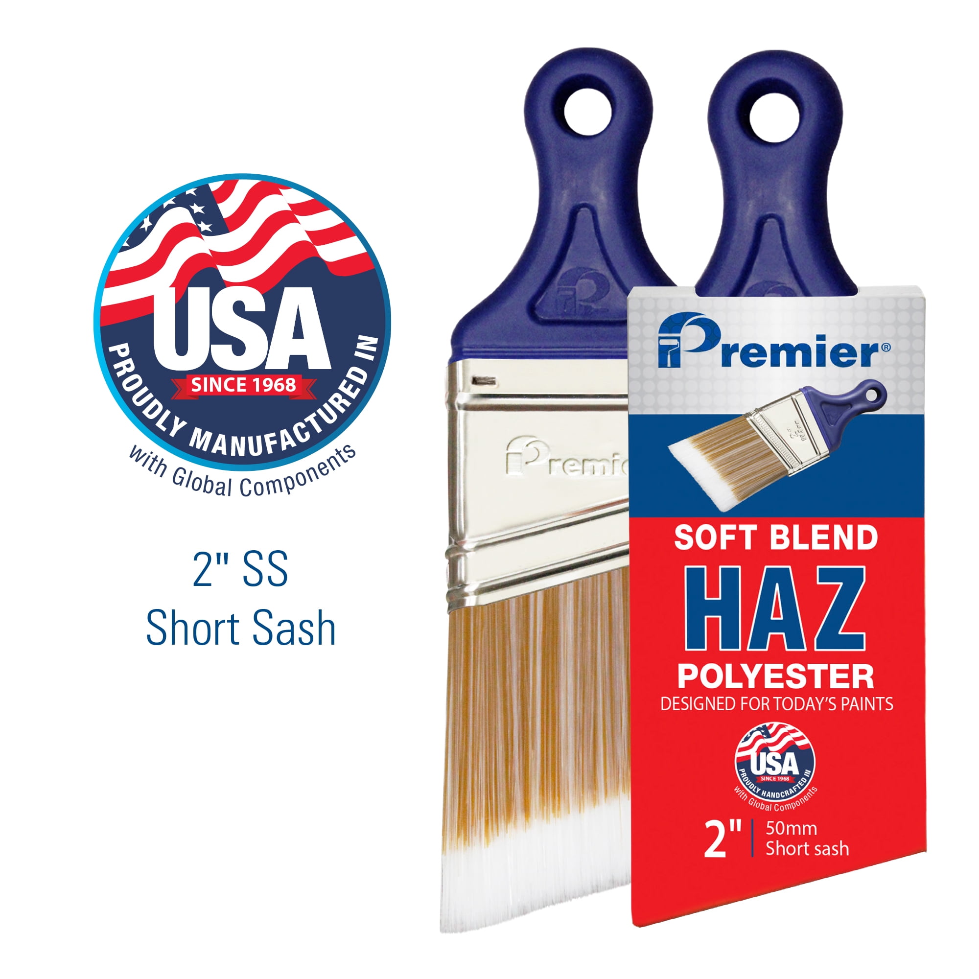 2 in. Premier Haz Polyester Short Angle Sash Household Paintbrush, Polyester
