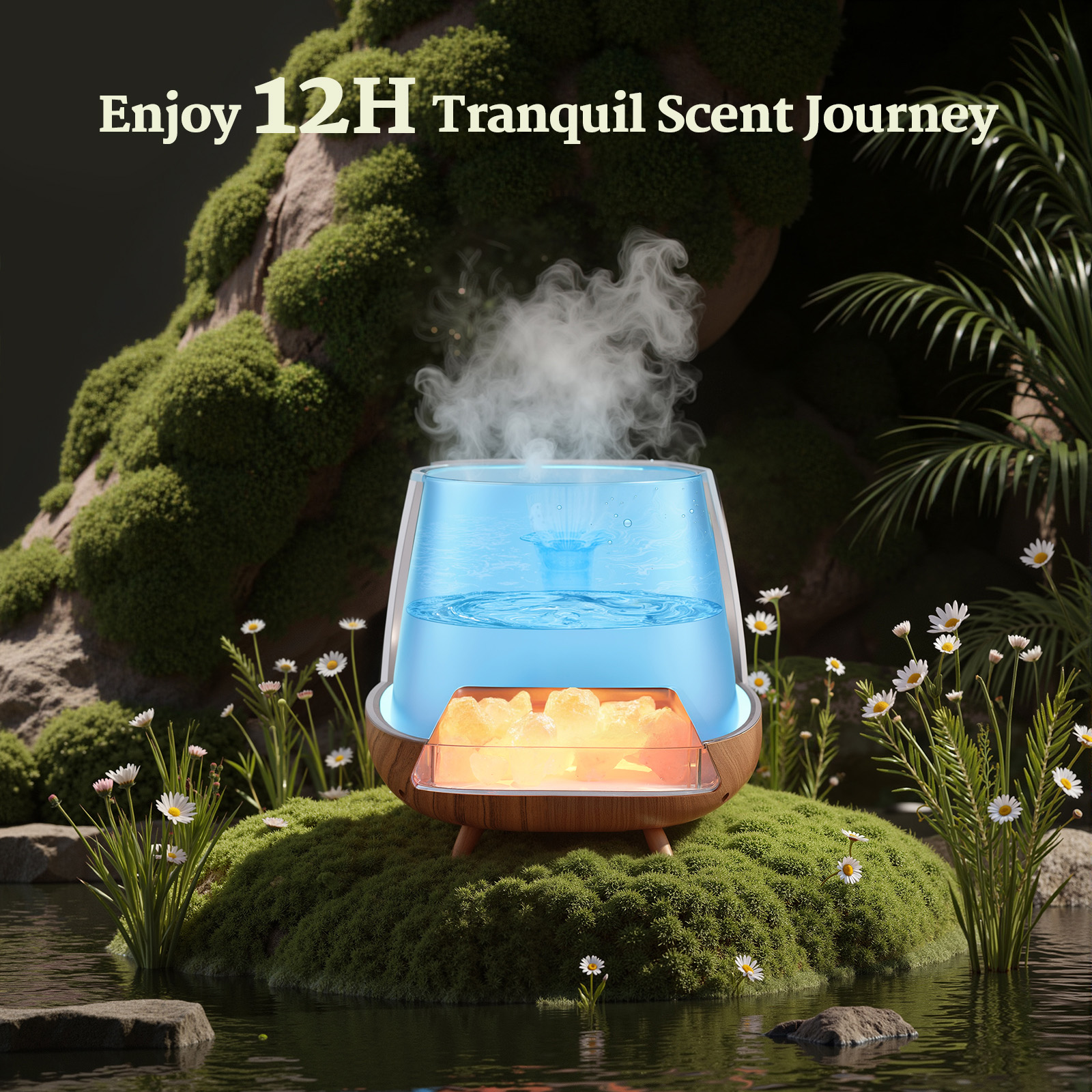 Noahstrong Essential Oil Diffuser with Himalayan Pink Salt, 9-Color LED photo 5