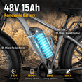 thumbnail image 3 of TRIWILL 26"Electric Bike for Adults, 750W Rated E-Mountain Bicycle, 28MPH Class 3 Fat Tire Ebike, 48V 15Ah Removable Battery, 7 Speed and Front Suspension with Rear Rack, UL2849, 3 of 9
