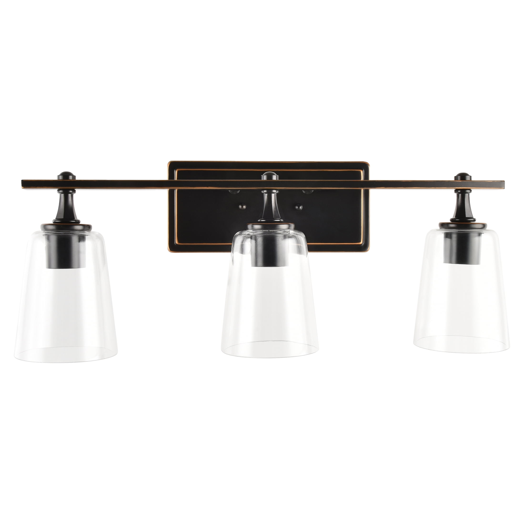 Better Homes & Gardens 22" Modern 3-Light Bronze Vanity Light, Glass Shades, Bulbs Not Included