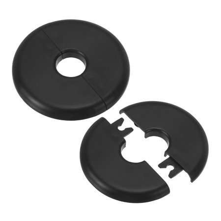 Uxcell Wall Split Flange ABS Round Self-Adhesive Escutcheon Plate Buckles Cover for Water Pipe Faucet Decoration 0.65" Black