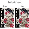 thumbnail image 5 of Welcome Halloween Skull Rose Garden Flag Crow Eat Eyeballs Horrible Halloween 12.5x18 Double Sided Outside Decoration Gothic Day of the Dead Party Yard Outdoor Flags Lawn, 5 of 6