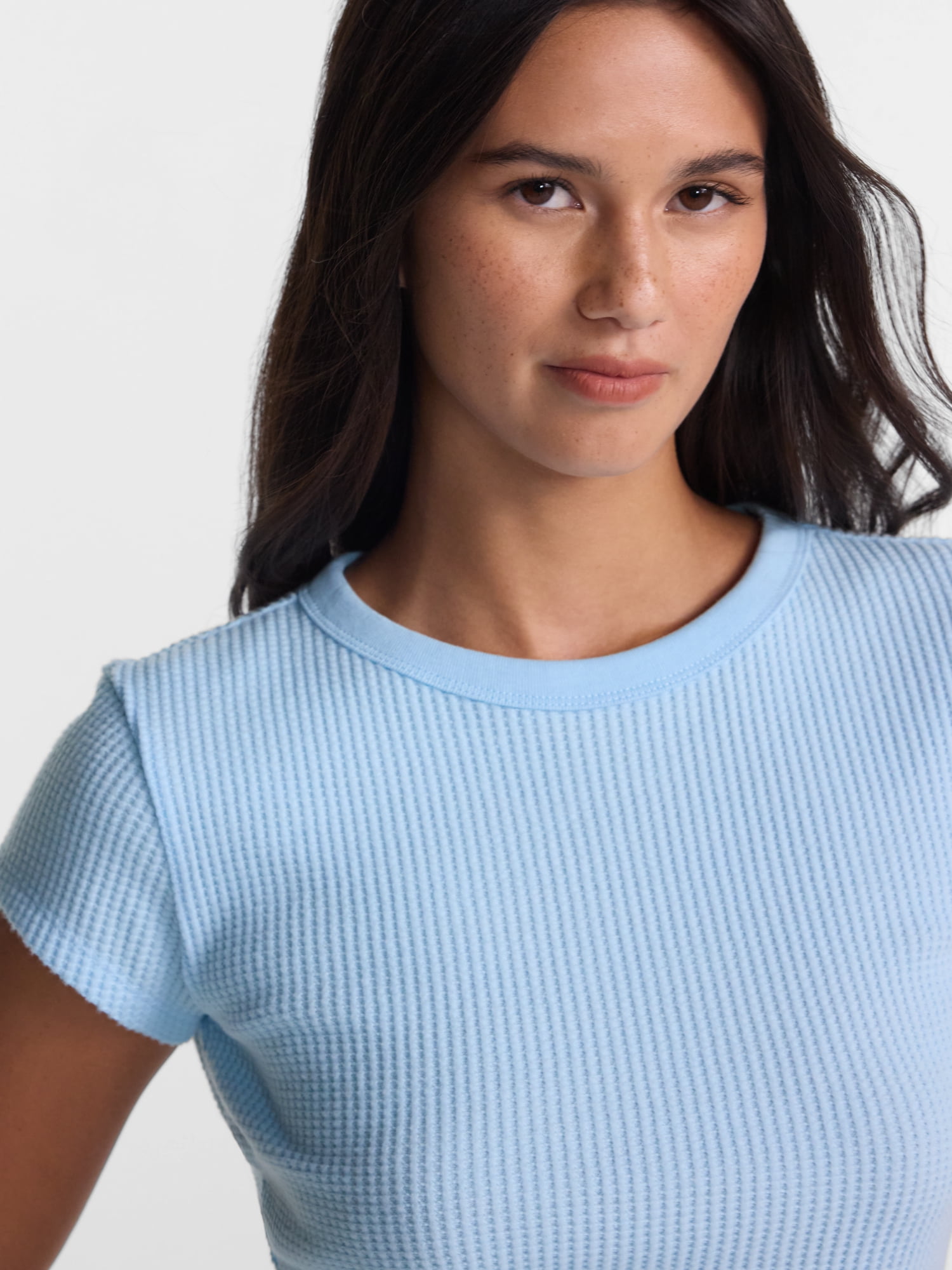 No Boundaries Waffle Knit Tee, Women’s XXS-XXL