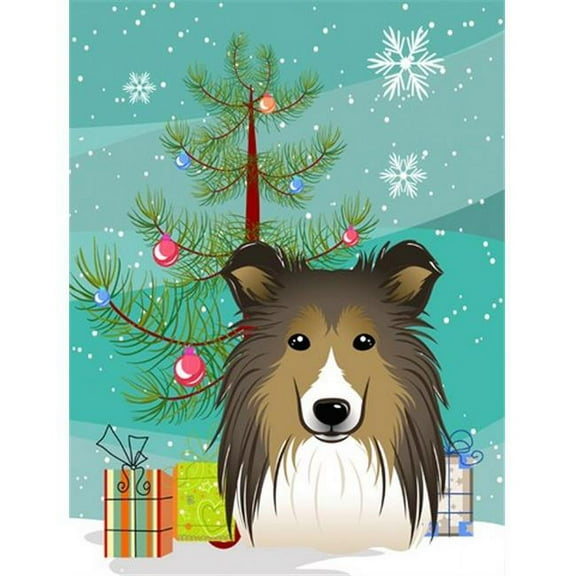 Caroline's Treasures BB1614CHF Christmas Tree and Sheltie Flag Canvas House Size , Large, multicolor