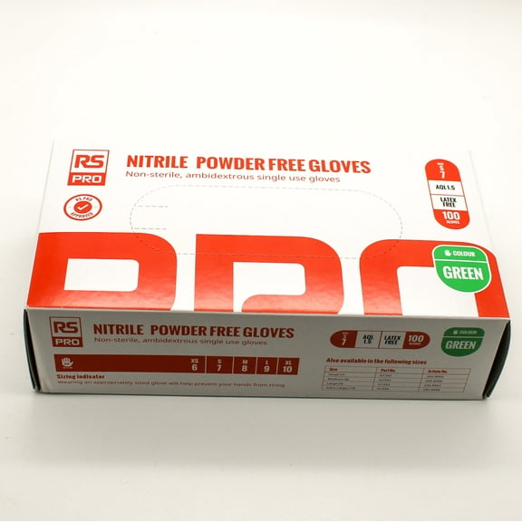 RS Pro G1331 Disposable Nitrile Powder Free Gloves Size S Pack of 100