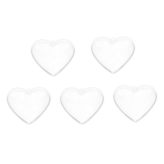 MEIBUTYUP 5PCS Transparent Clear Plastic Heart Boxes for Everyone Wedding Party Decoration