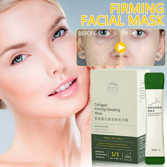 Vadktai Deals Collagen Firming Face Mask, Wash-Free Sleeping Facial Mask, Anti-Aging Moisturising Face Mask, Pore Minimizing, Elasticity Enhancing, Smooth & Tight Skin