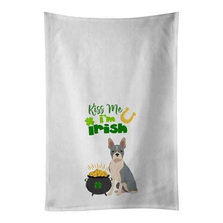 

Caroline s Treasures WDK4754WTKT Blue Boston Terrier St. Patrick s Day White Kitchen Towel Set of 2 Dish Towels 19 X