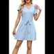 thumbnail image 2 of Vestido Camisero Informal de Verano para Mujer, con Botones y Cuello en V, Mangas Abullonadas Azul L, 2 of 10